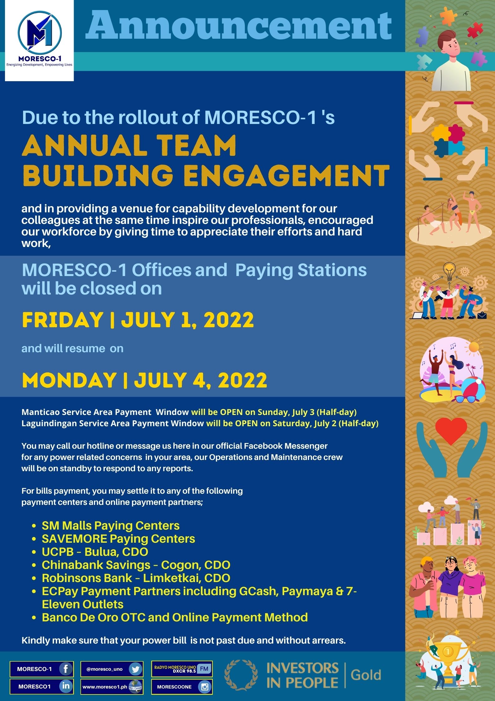 NO OFFICE ADVISORY FOR FRIDAY, JULY 1, 2022 ANNUAL TEAM BUILDING