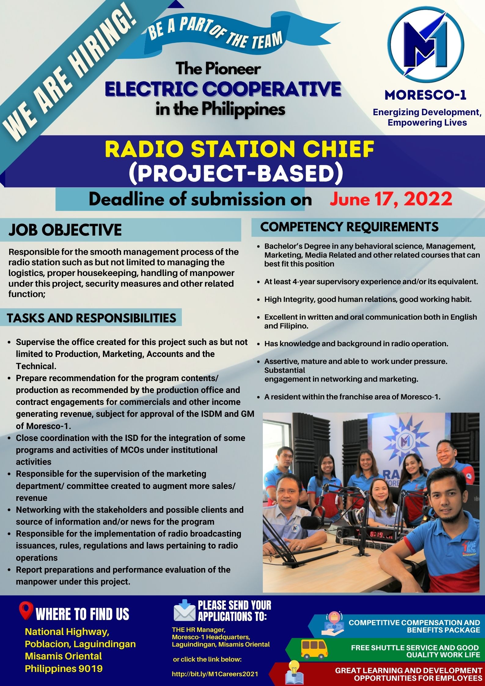WE ARE HIRING RADIO STATION CHIEF (Project Based) Deadline of Application
