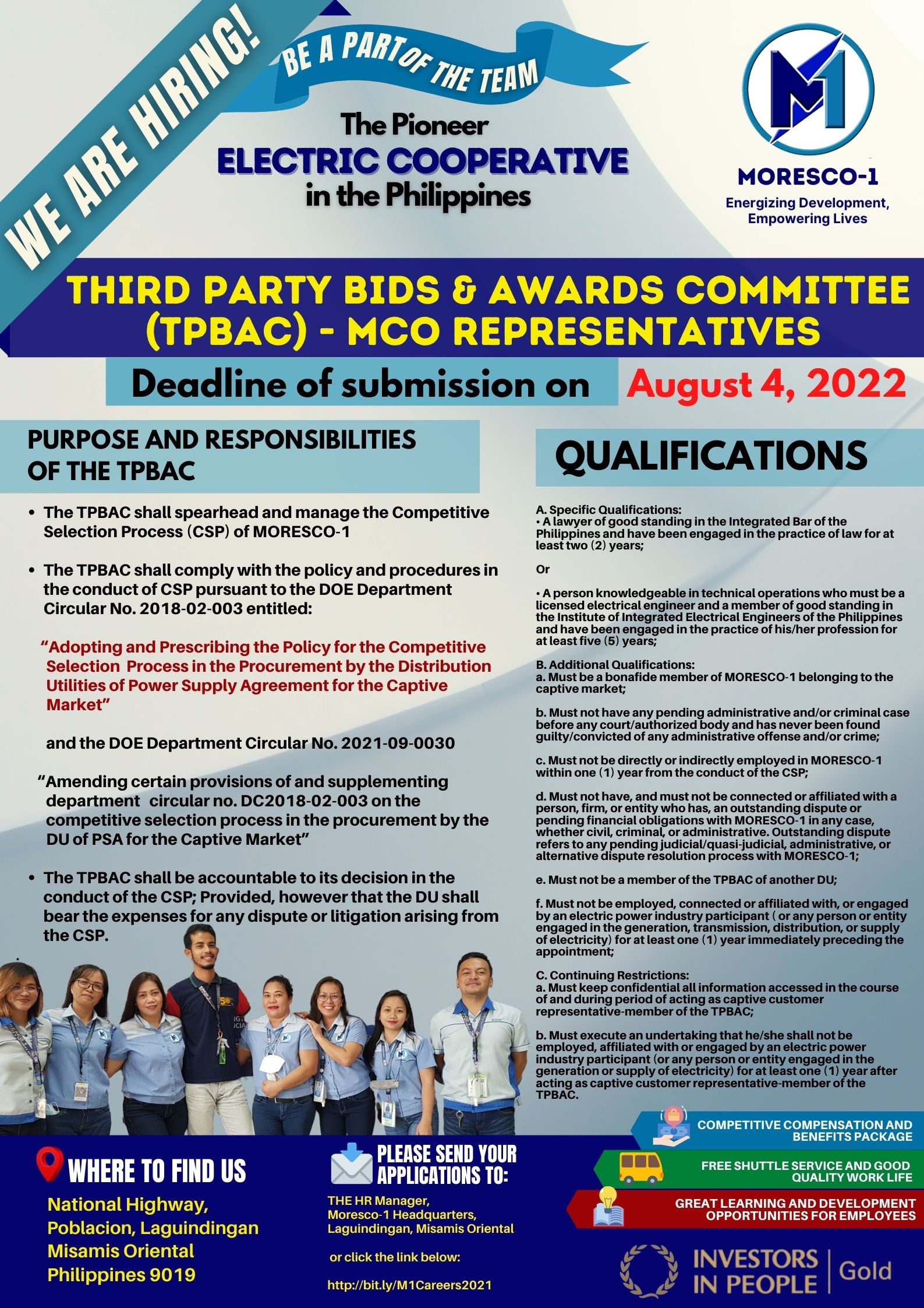 We are Hiring! - THIRD PARTY BIDS AND AWARDS COMMITTEE (TPBAC) - MORESCO-1