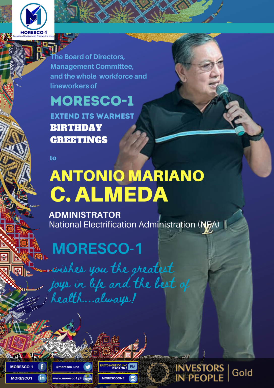 Happy Birthday to NEA Administrator Antonio Mariano C. Almeda🎉🎉 MORESCO1