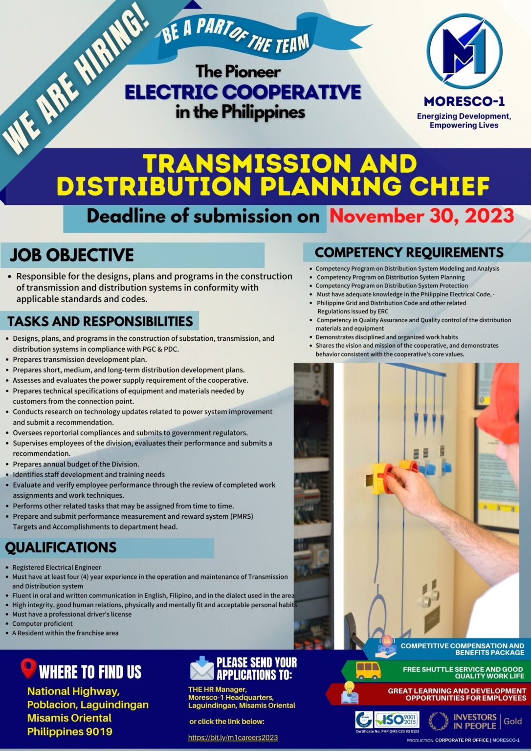 We Are Hiring TRANSMISSION AND DISTRIBUTION PLANNING CHIEF MORESCO1